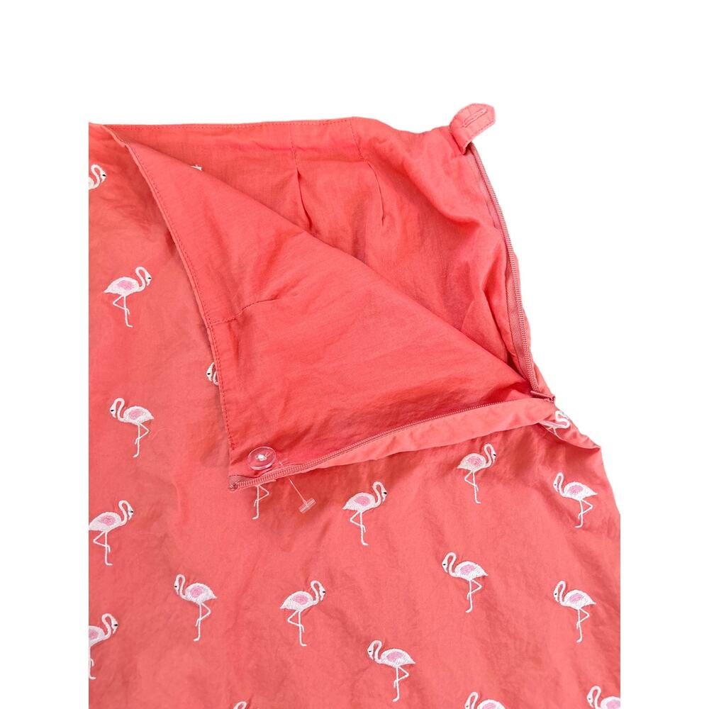 Vintage Talbots Midi Lined Skirt Embroidered Flamingos Peach Size Medium 10 - Picture 5 of 9